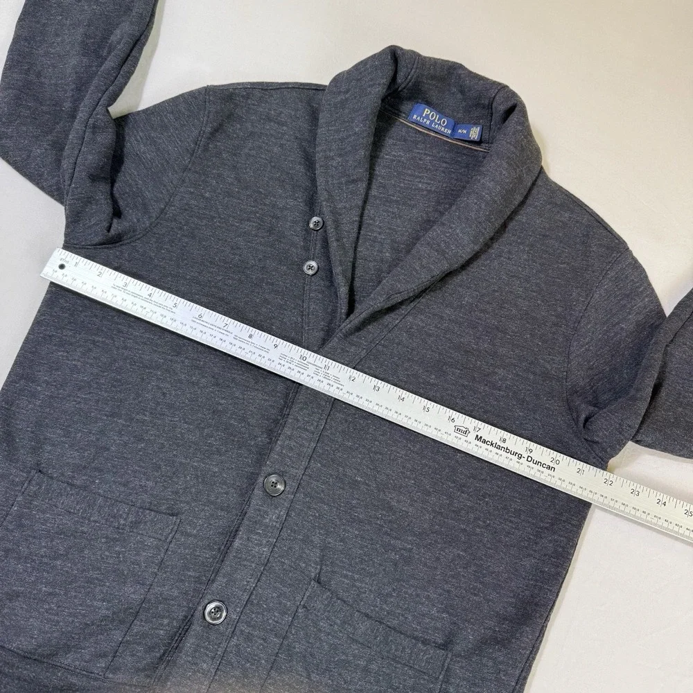 Polo Ralph Lauren Sweater Men's Size Medium Shawl Collar Cardigan Grey Button Up